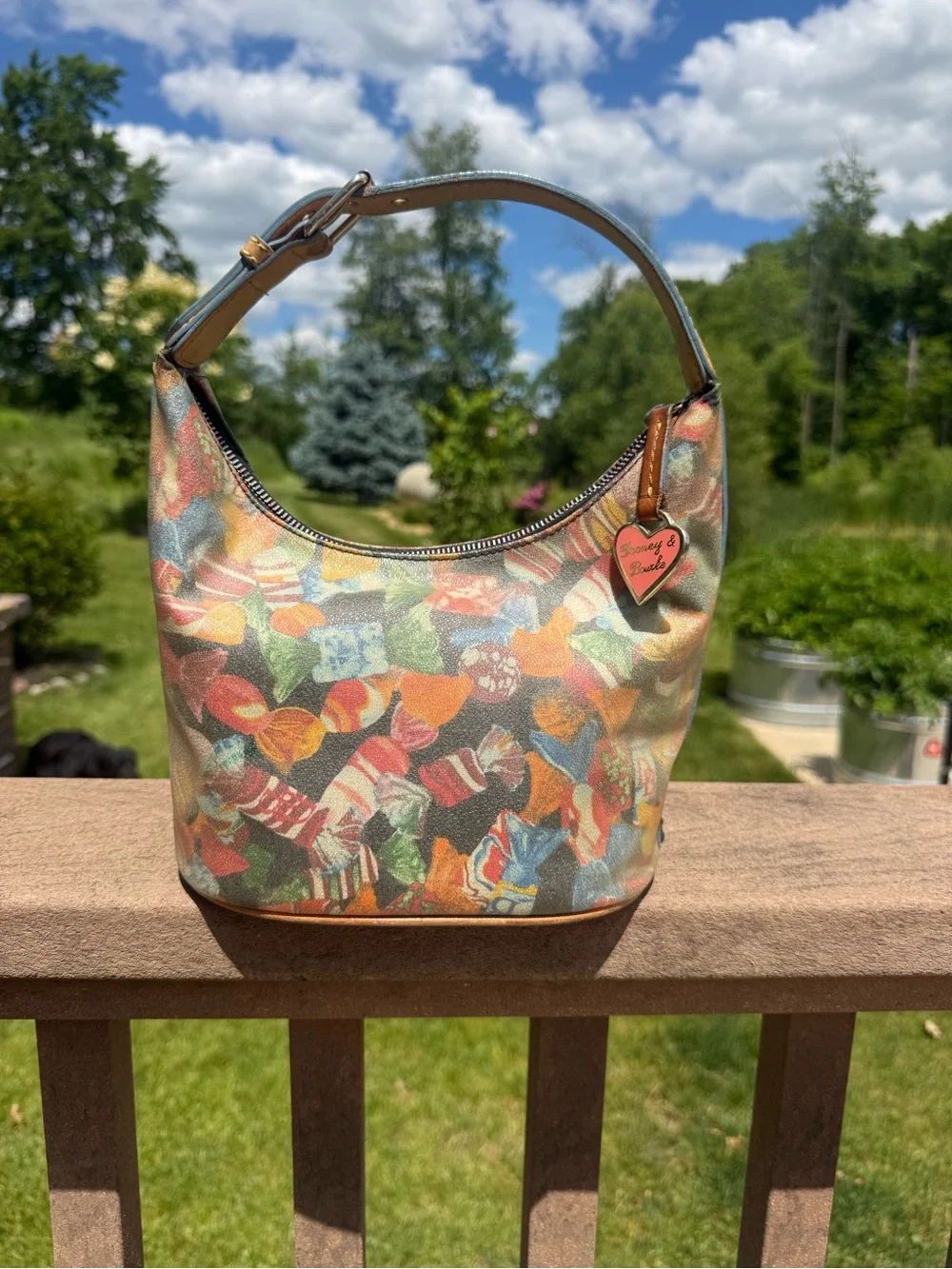 GUC Dooney & Bourke Vintage Y2K Candy Print Bucket/Hobo Bag